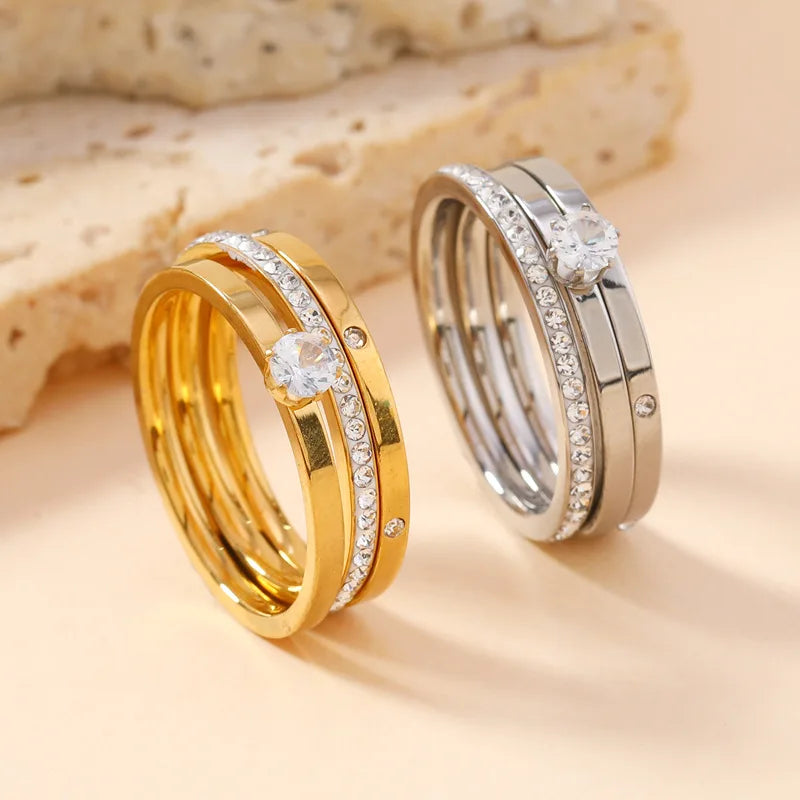 Spark Stack Zircon Rings